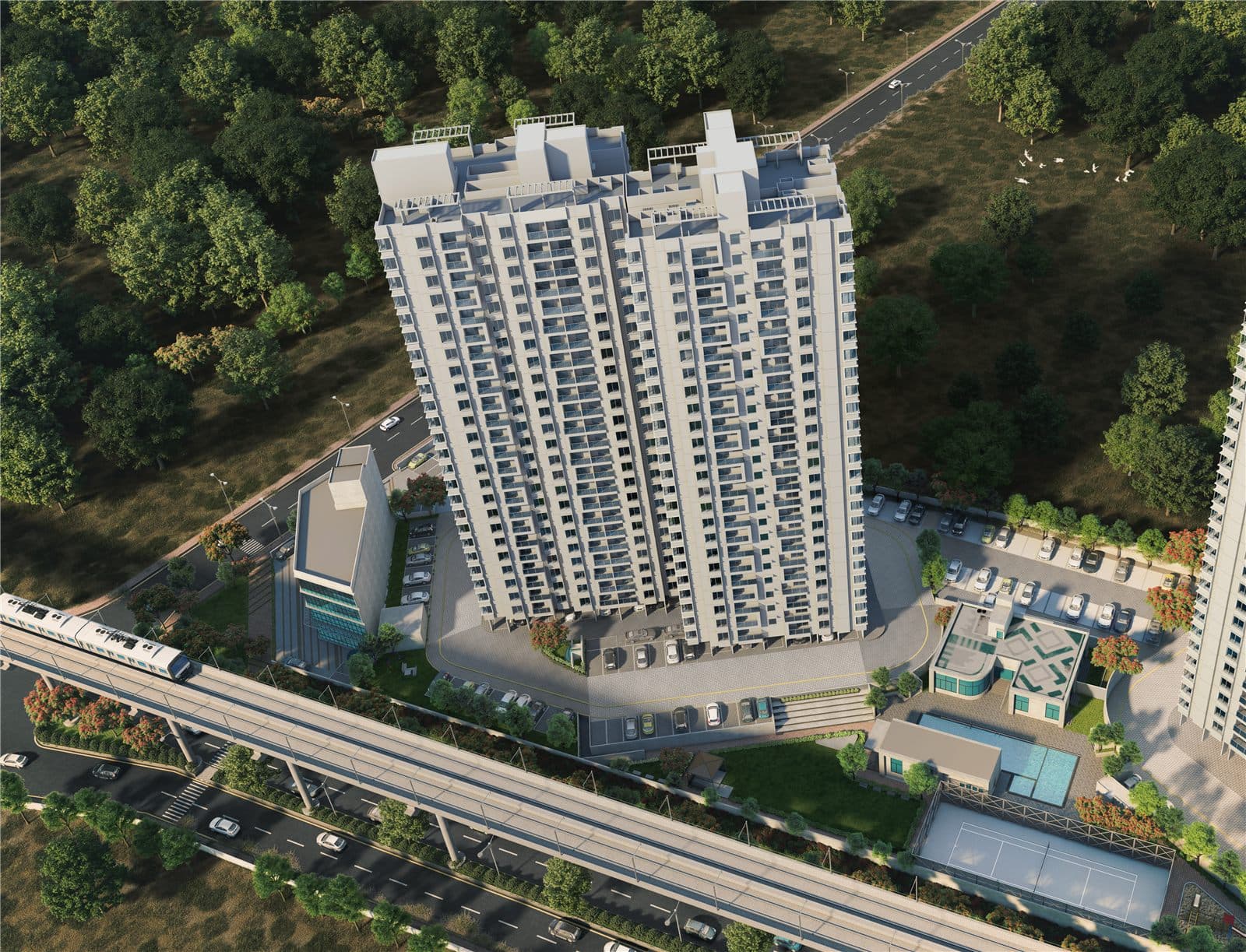 Aerial view of The Crown Greens tower
